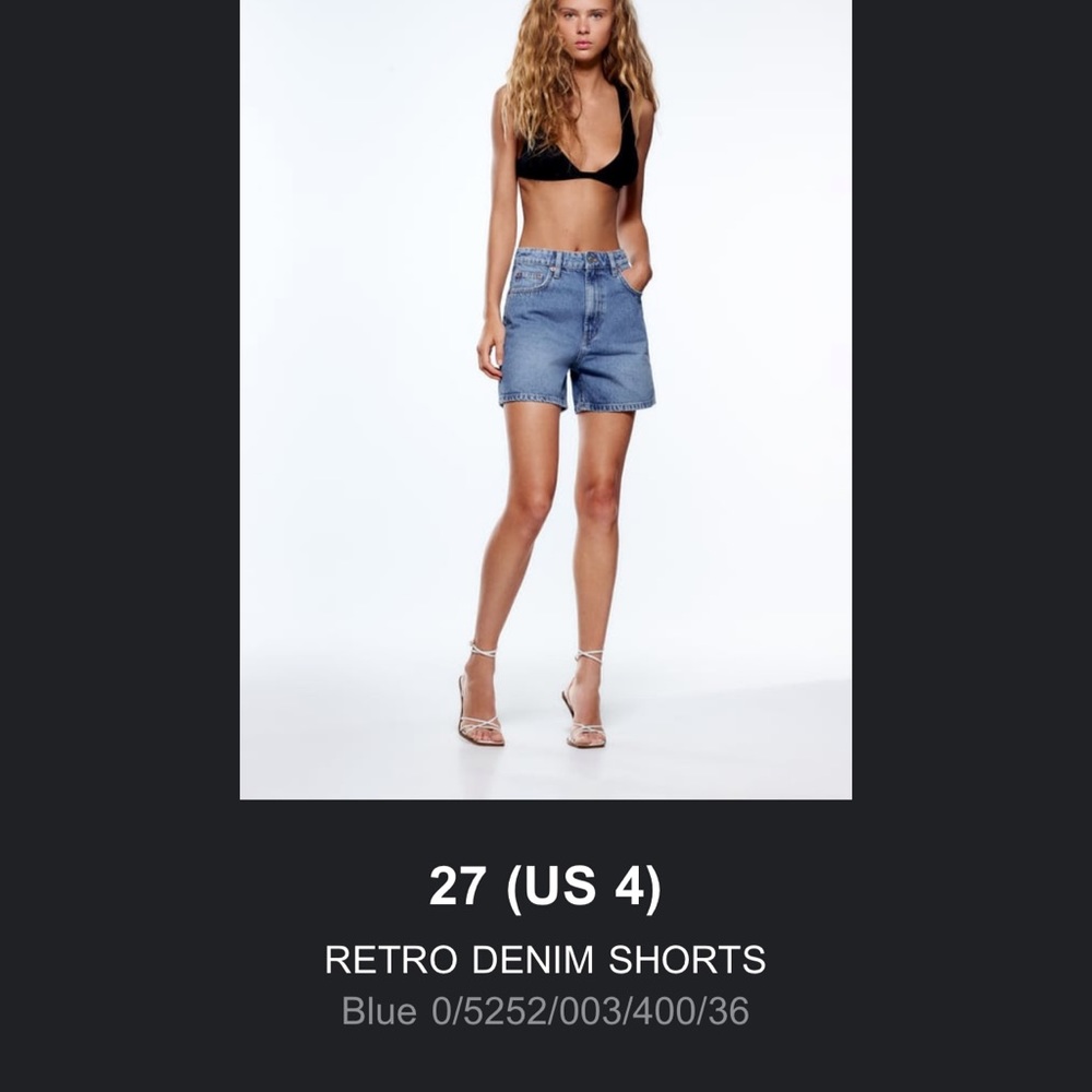 Zara NWT Size 27 (US 4) Retro Denim Shorts